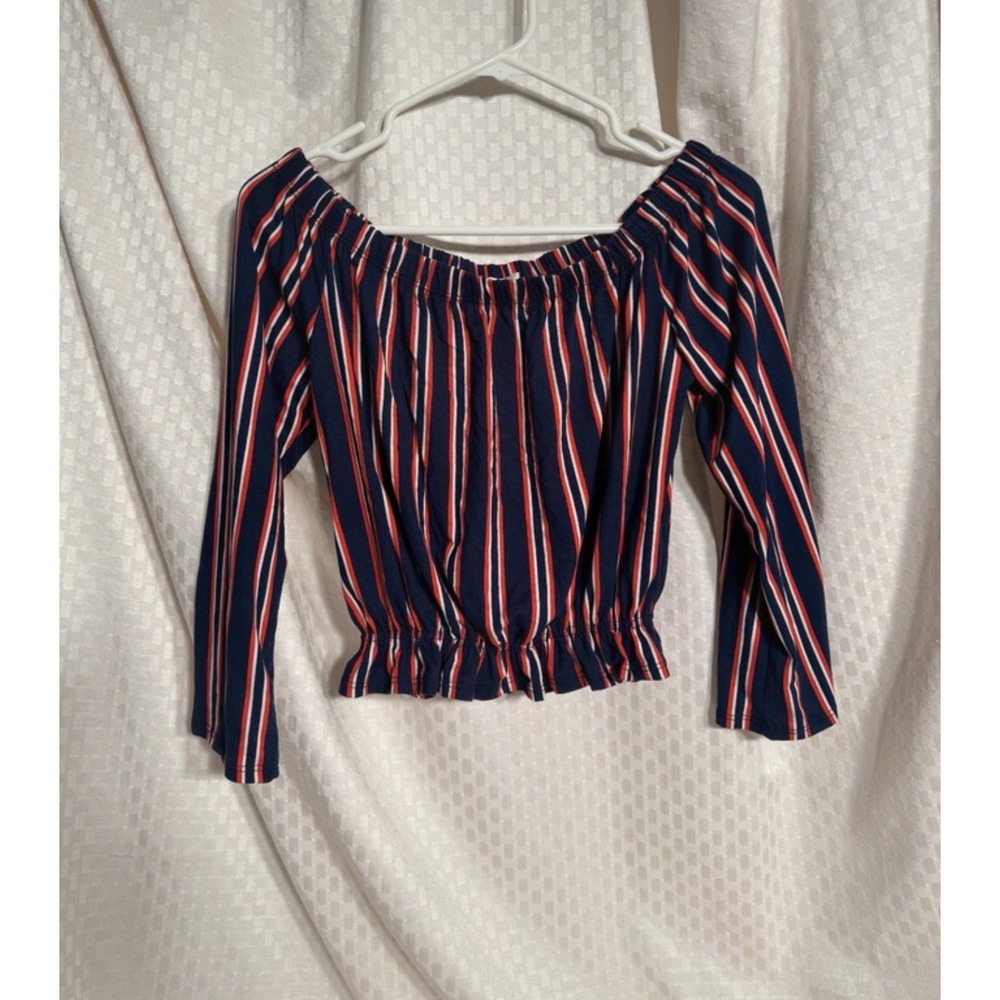 Vivace Women's Off The Shoulder red white blue Crop Top Size Small
